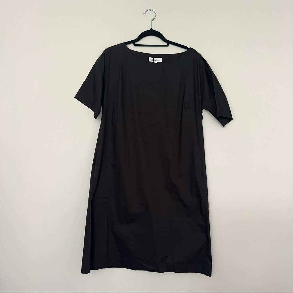 Nwt Vlt’s By Valentina Little Black Short Sleeve Cotton Shift Dress Size M